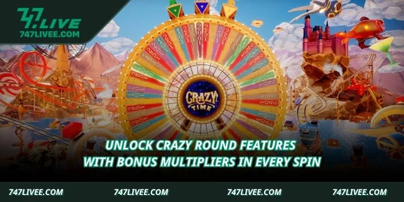 Unlock crazy round features with bonus multipliers in every spin